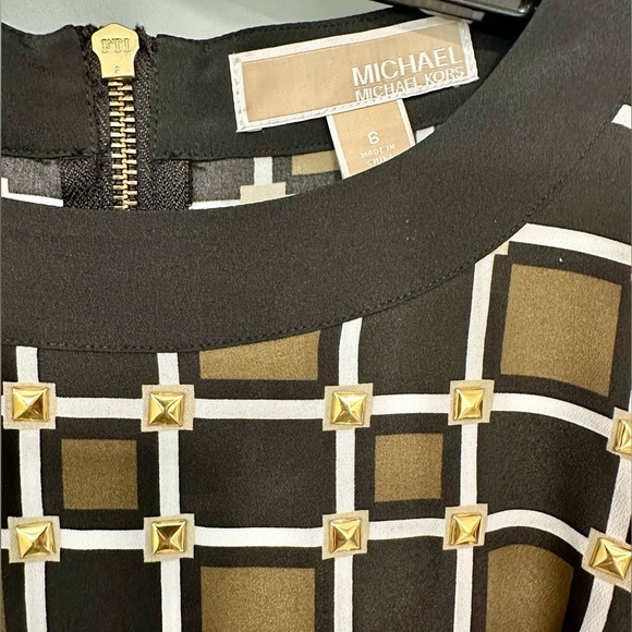 Michael Kors Short Sleeve Gold Studded Dress - Picture 2 of 3